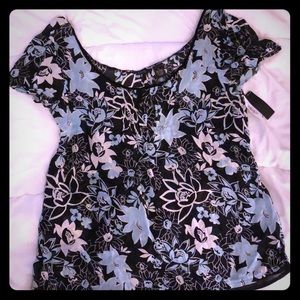 Pretty black & turquoise sheer top.